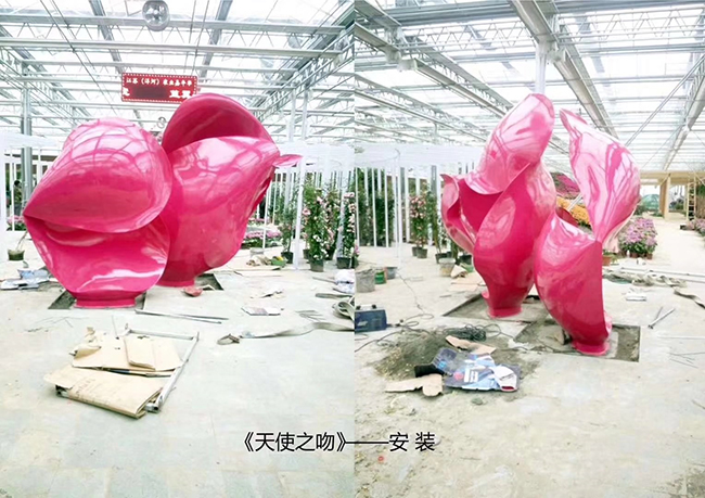 不锈钢喷漆雕塑《天使之吻》