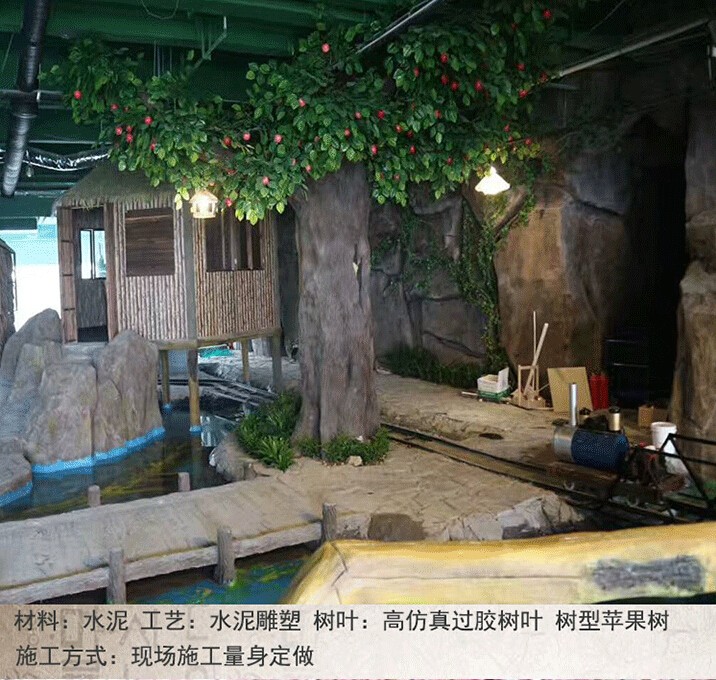 定做假树大门大型门头假山门头仿真古树景区塑石山门水泥设计施工