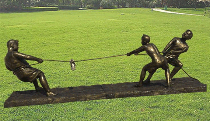 拔河铜雕塑制作.gif