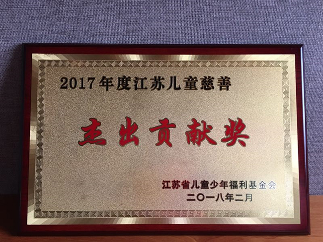 祝贺南京先登雕塑获得江苏儿童基金会“杰出贡献奖”