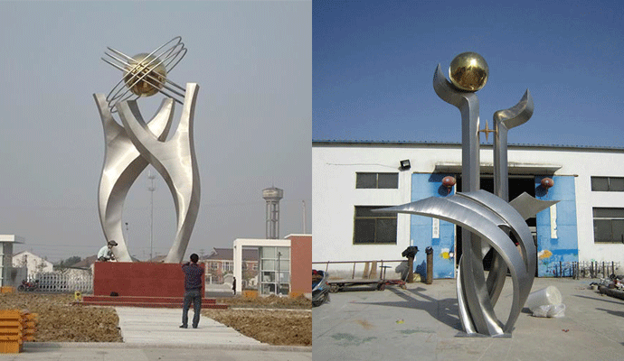 浅谈拉丝不锈钢雕塑工艺效果！